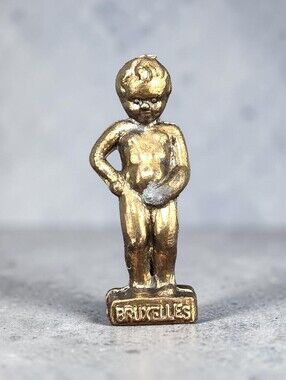 Vintage Solid Brass Manneken Pis Brussels Belgium Souvenir Figurine Miniature